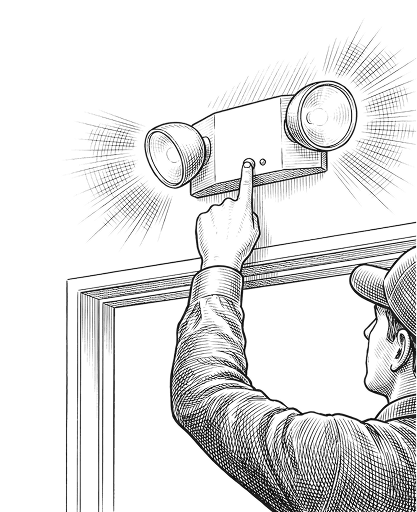 Technician testing an emergency exit light